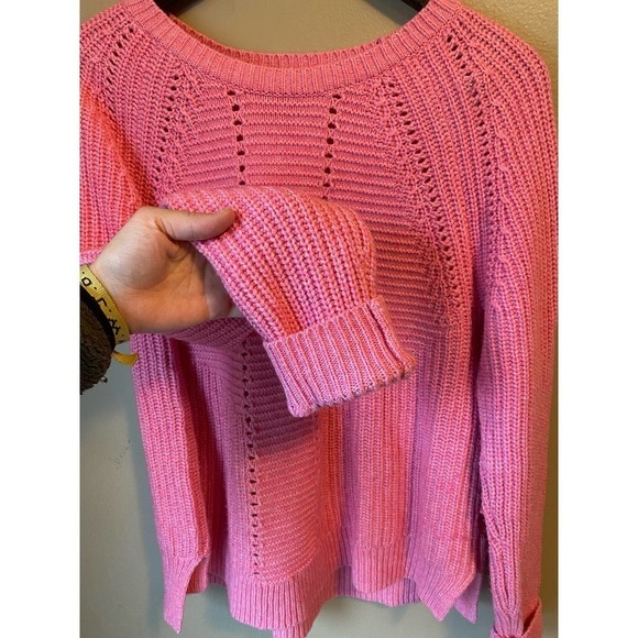 J. Crew Pointelle Knit Cable Pink Sweater - Picture 6 of 10